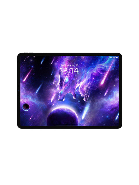 Fierce Purple Galaxy Wolf Head With Planet Digital Wallpaper