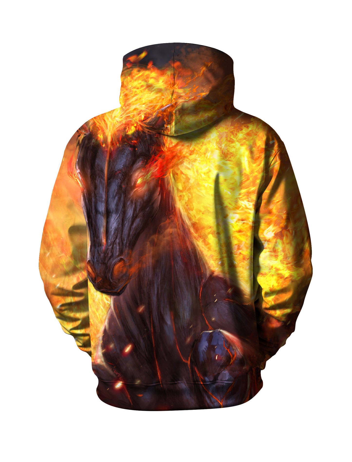 Unisex 3D All Over Print Hoodie Fire Horse Design Streetwear Cotton Blend Soft Comfortable