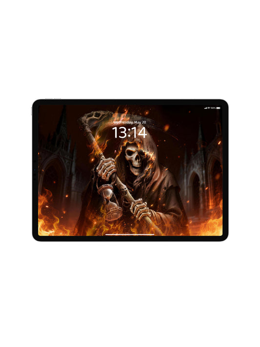 Flame Reaper Hourglass Digital Wallpaper