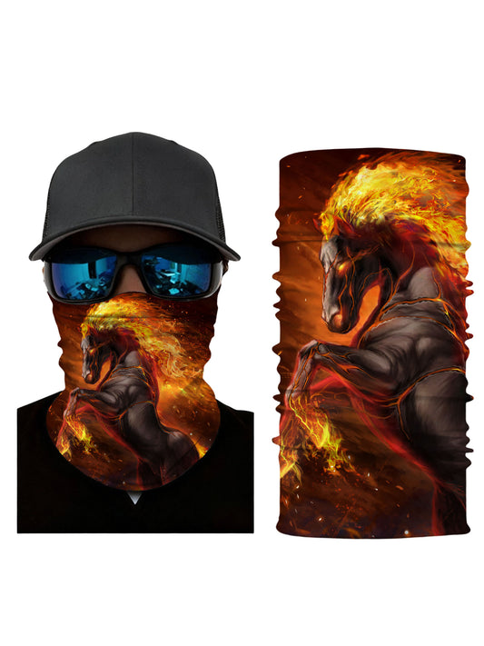 Blazing Fiery Horse 3D Full-Print Tube Mask – Unisex Streetwear Style, Breathable for Riders & Daily Use