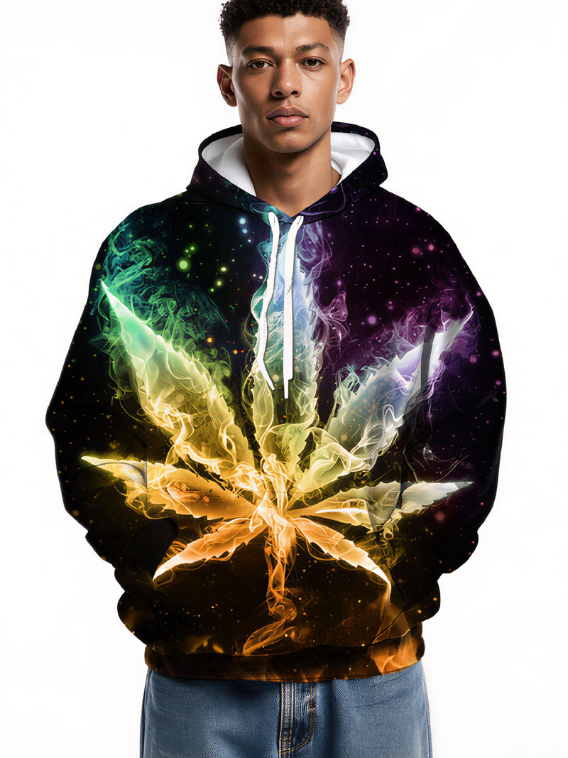 Unisex 3D All Over Print Hoodie Smoke Weed Galaxy Nebula Aesthetic Streetwear Pullover