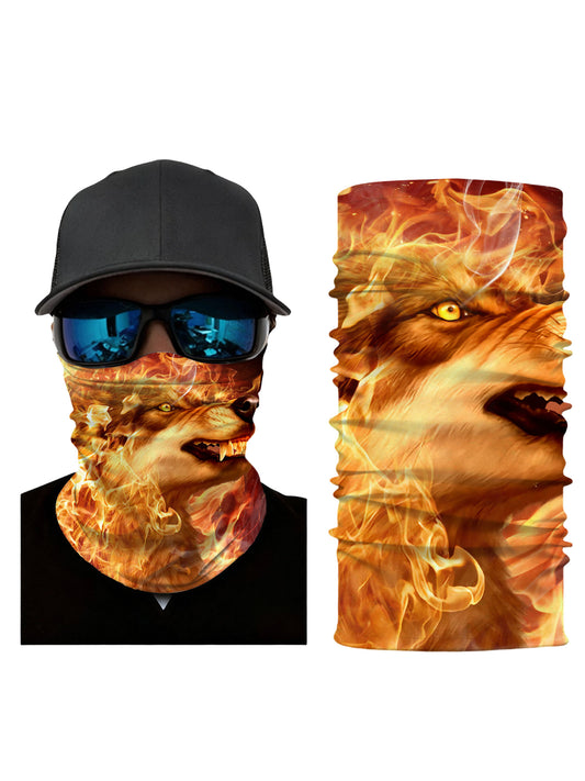 Unisex 3D Wolf & Skull Graffiti Neck Gaiter – Streetwear Style, Soft Breathable Fabric for Outdoor Sports