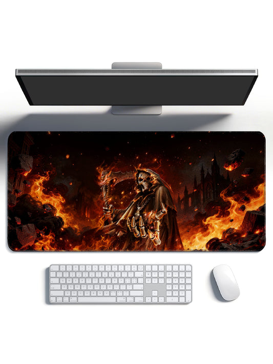Post Apocalyptic Ruined City Grim Reaper Large Desk Mat
