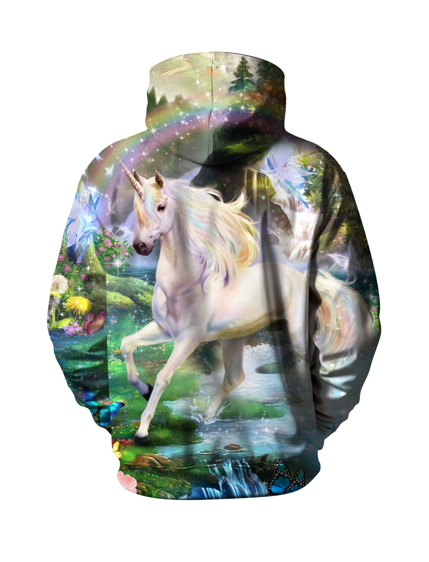 Unicorn 3D All Over Print Hoodie for Men Women Fantasy Forest Butterflies Sparkle Design