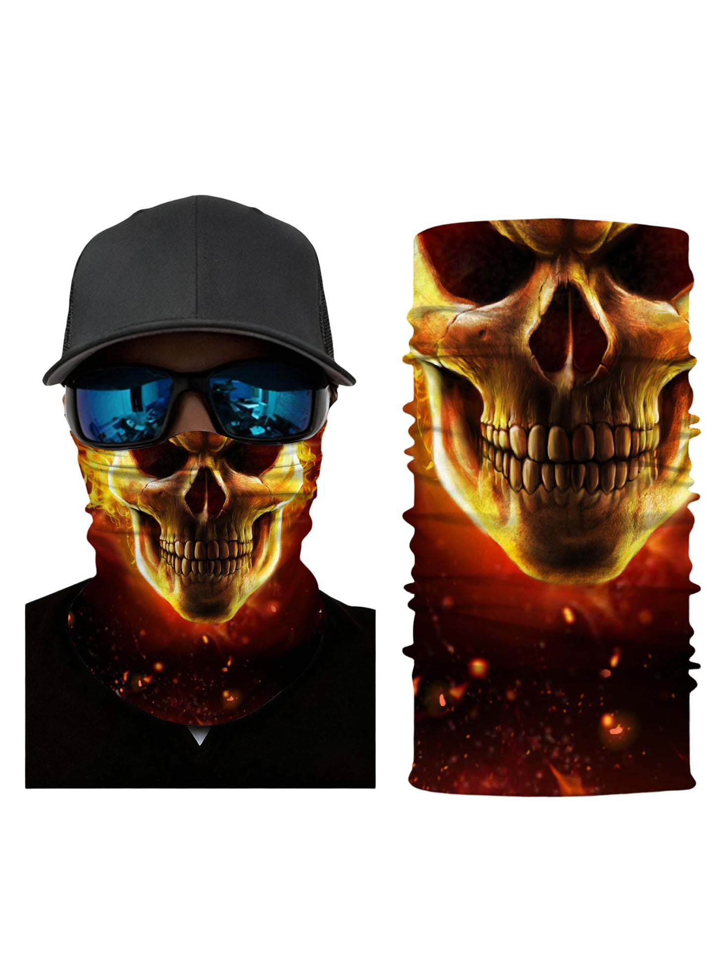 Tube Face Mask with 3D all over print graffiti skull design, Streetwear style unisex neck gaiter, breathable fabric and windproof for outdoor use