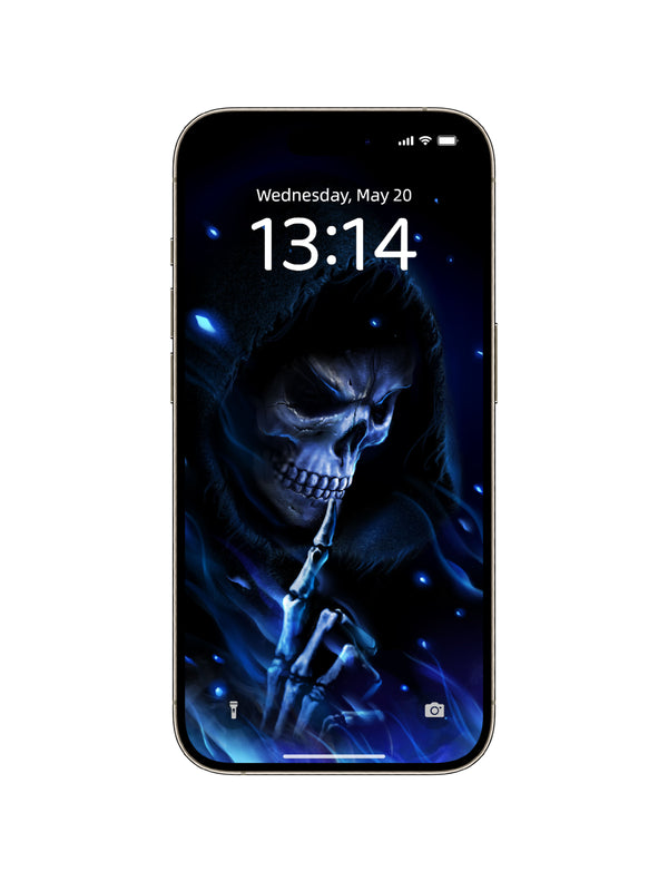 Blue Flame Skull Energy Phone Wallpaper