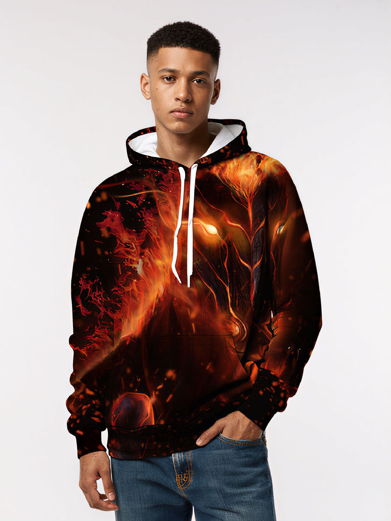 Unisex 3D All Over Print Hoodie Fire Dragon Glow Streetwear Pullover Soft Comfortable