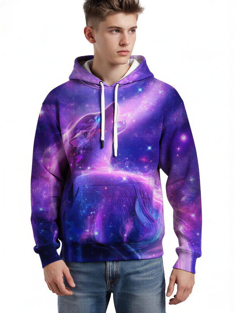 3D All Over Print Galaxy Wolf Hoodie for Men Women Cosmic Space Style Pullover