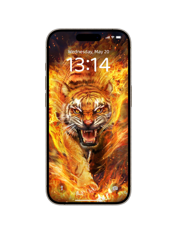 Inferno Tiger Charge Phone Wallpaper