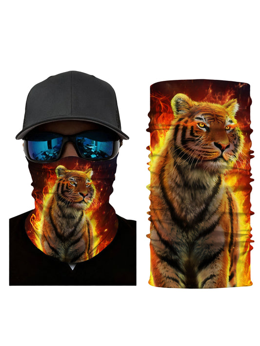 Fiery Tiger 3D Print Tube Mask – Unisex Streetwear Face Cover, Breathable & Soft Stretchy for Outdoor & Daily