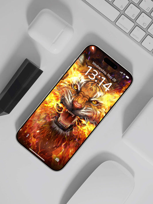 Fiery Tiger Spirit Phone Wallpaper