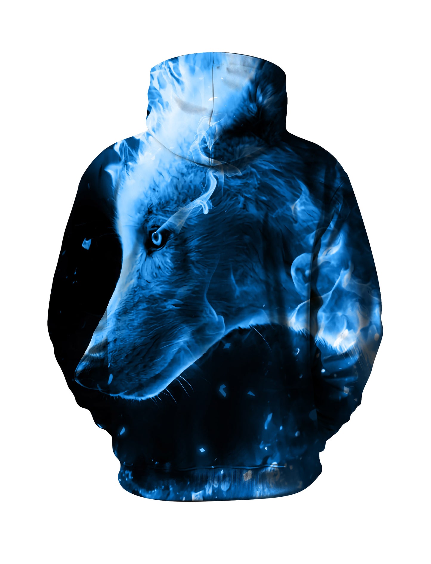 Unisex 3D All Over Print Hoodie with Blue Flame Wolf Design Aesthetic Streetwear
