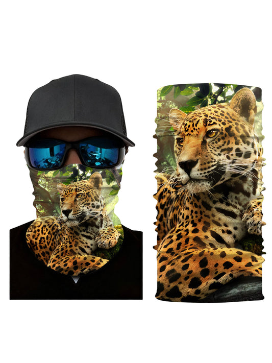 Realistic Jungle Leopard 3D All Over Print Neck Gaiter – Unisex Nature Aesthetic Face Mask