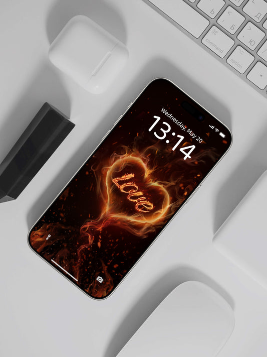 Fiery Heart Love Phone Wallpaper