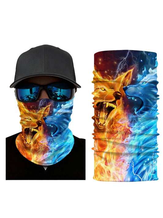 3D All Over Print Fire & Ice Wolf Dual Face Design, Streetwear Aesthetic, Soft Cotton Blend, Loose Fit for Men and Women