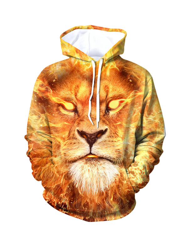 3D All Over Print Lion Fire Hoodie Sweatshirt For Men&Women