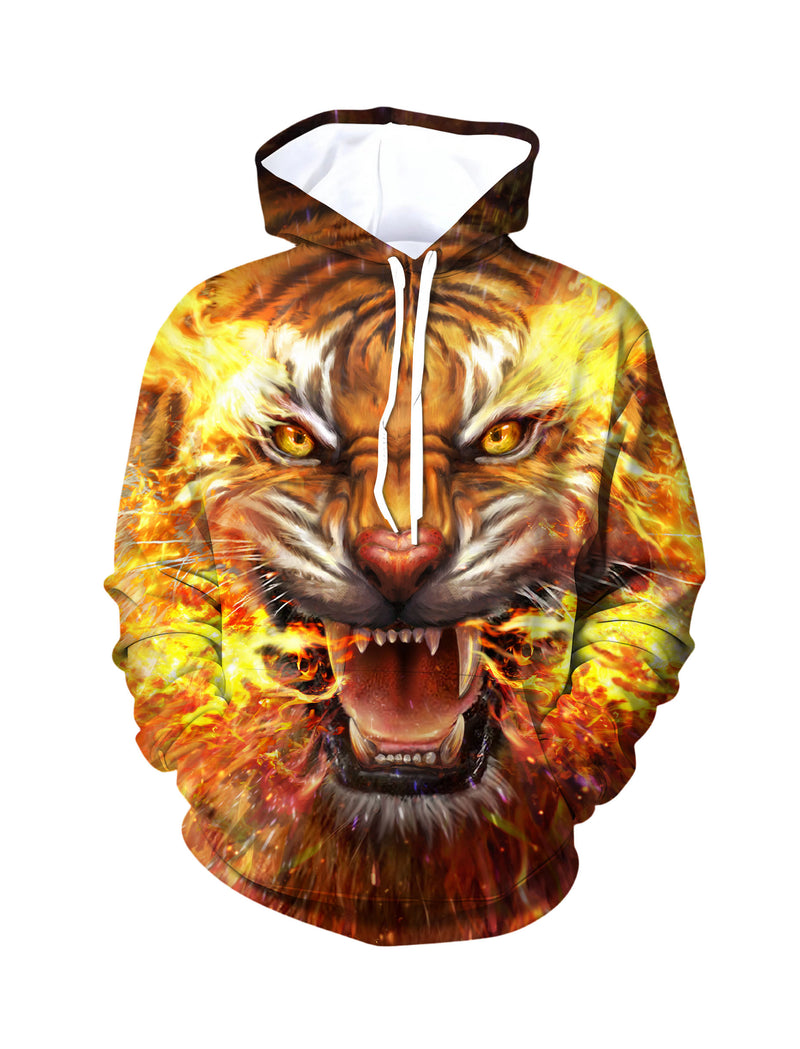 Men Women 3D All Over Print Fire Tiger Hoodie Sweatshirt