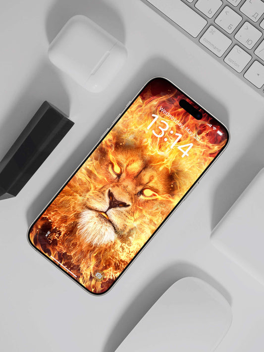Inferno Lion Stare Phone Wallpaper