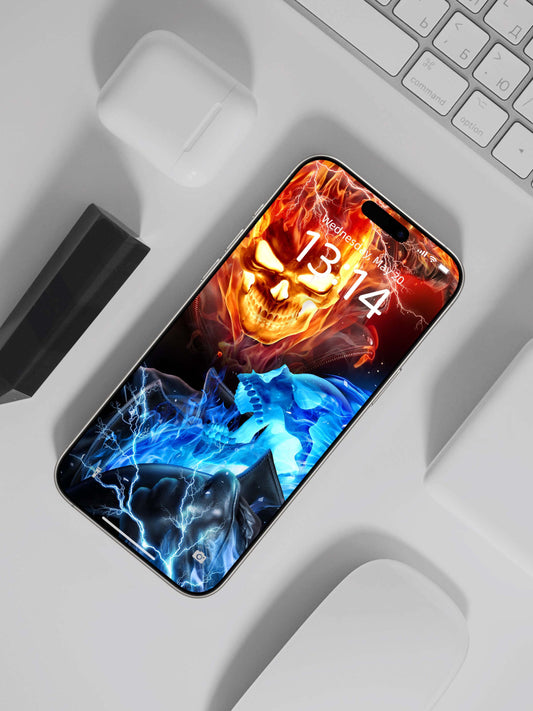 Inferno & Frost Skull Phone Wallpaper