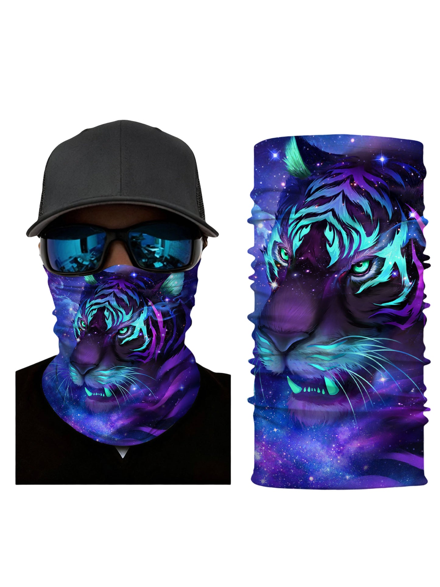 Unisex Balaclava with 3D all over print cosmic nebula tiger design, Aesthetic Y2K style, breathable fabric, windproof, soft stretchy for streetwear lovers