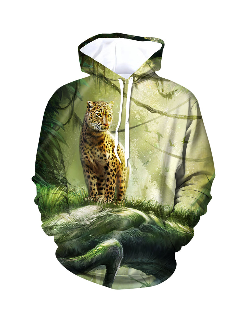 Leopard Jungle 3D All Over Print Hoodie for Men Women, Wild Animal Graphic Pullover Sweatshirt