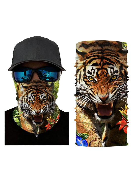 Unisex 3D Roaring Tiger in Jungle Neck Gaiter – Breathable Windproof UV Protection Face Cover