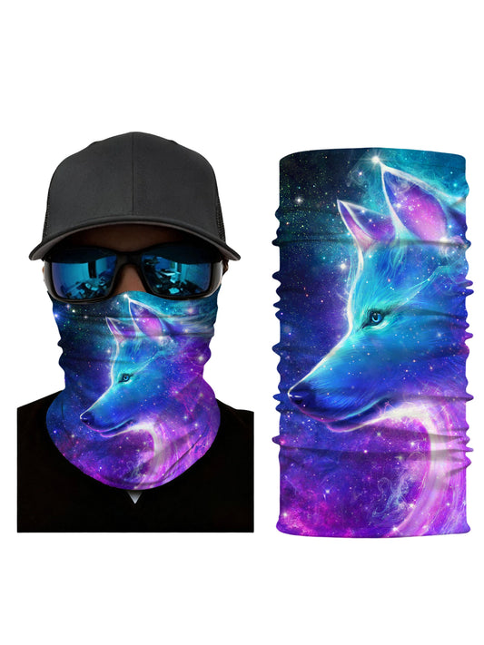 Unisex Neck Gaiter with 3D all over print galaxy nebula wolf design, Aesthetic style, breathable fabric, soft stretchy, UV protection for outdoor activities