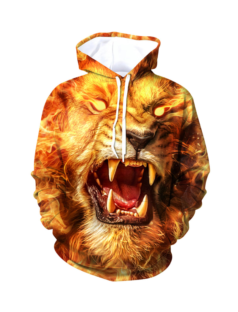Men Women 3D All Over Print Lion Fire Hoodie Sweatshirt