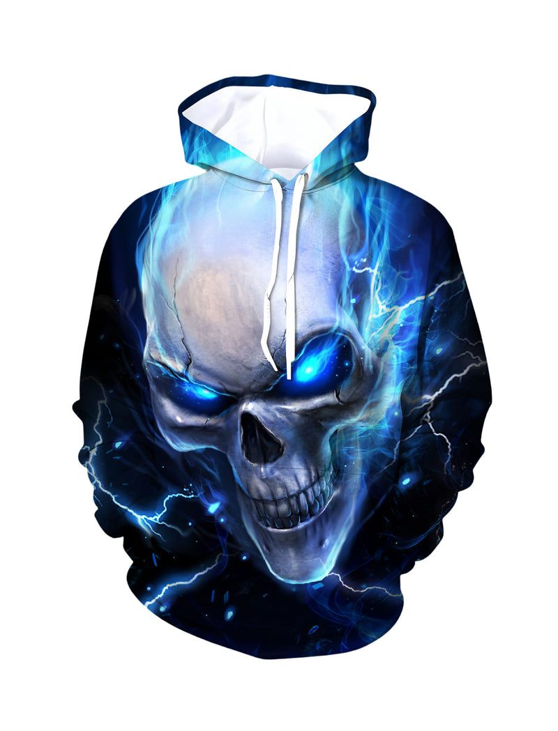 Glowing Skull 3D All Over Print Hoodie Unisex Streetwear Cotton Blend