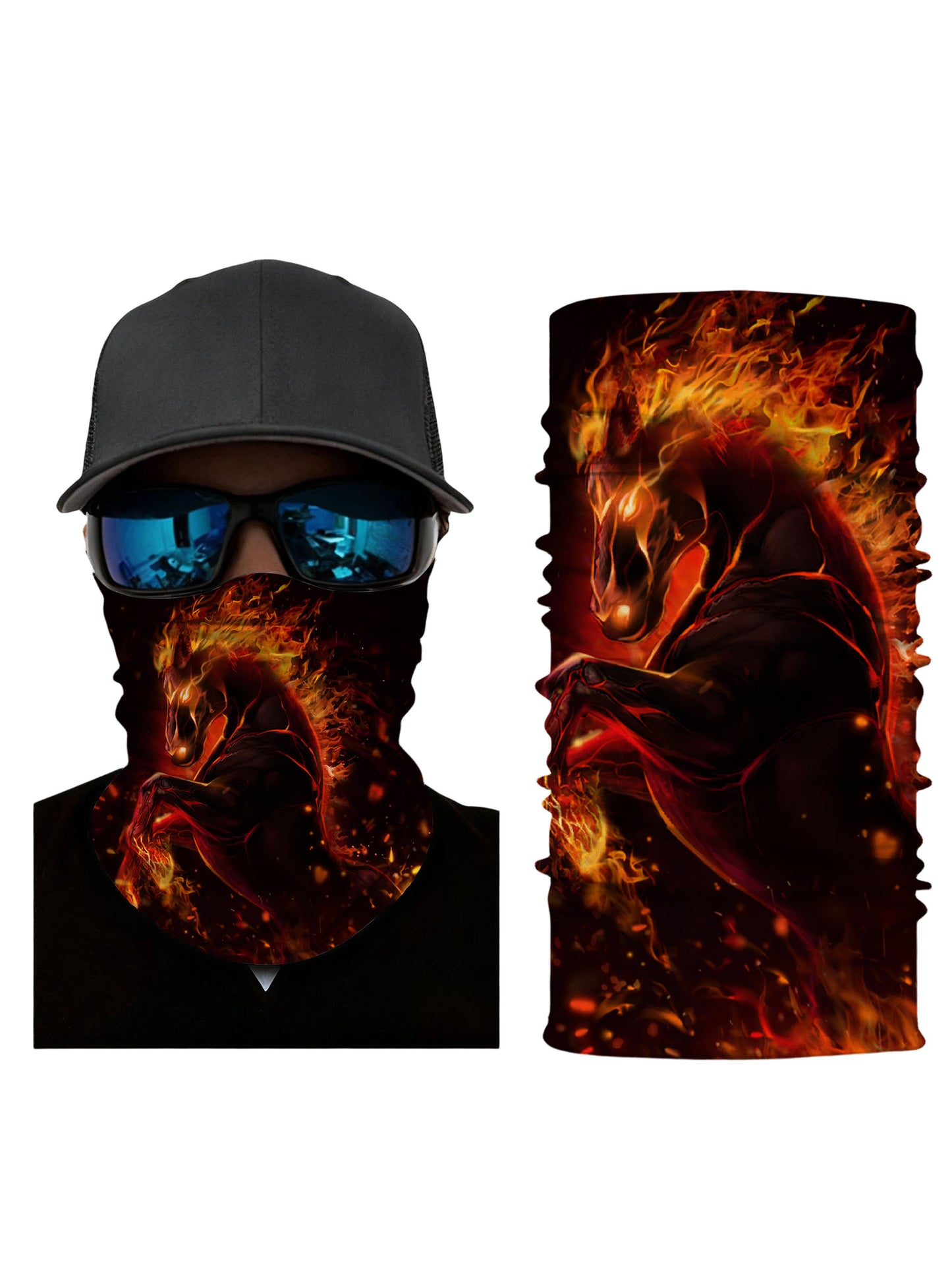 3D Fiery Horse Tube Mask – Unisex Streetwear Neck Gaiter, Breathable for Outdoor Sports
