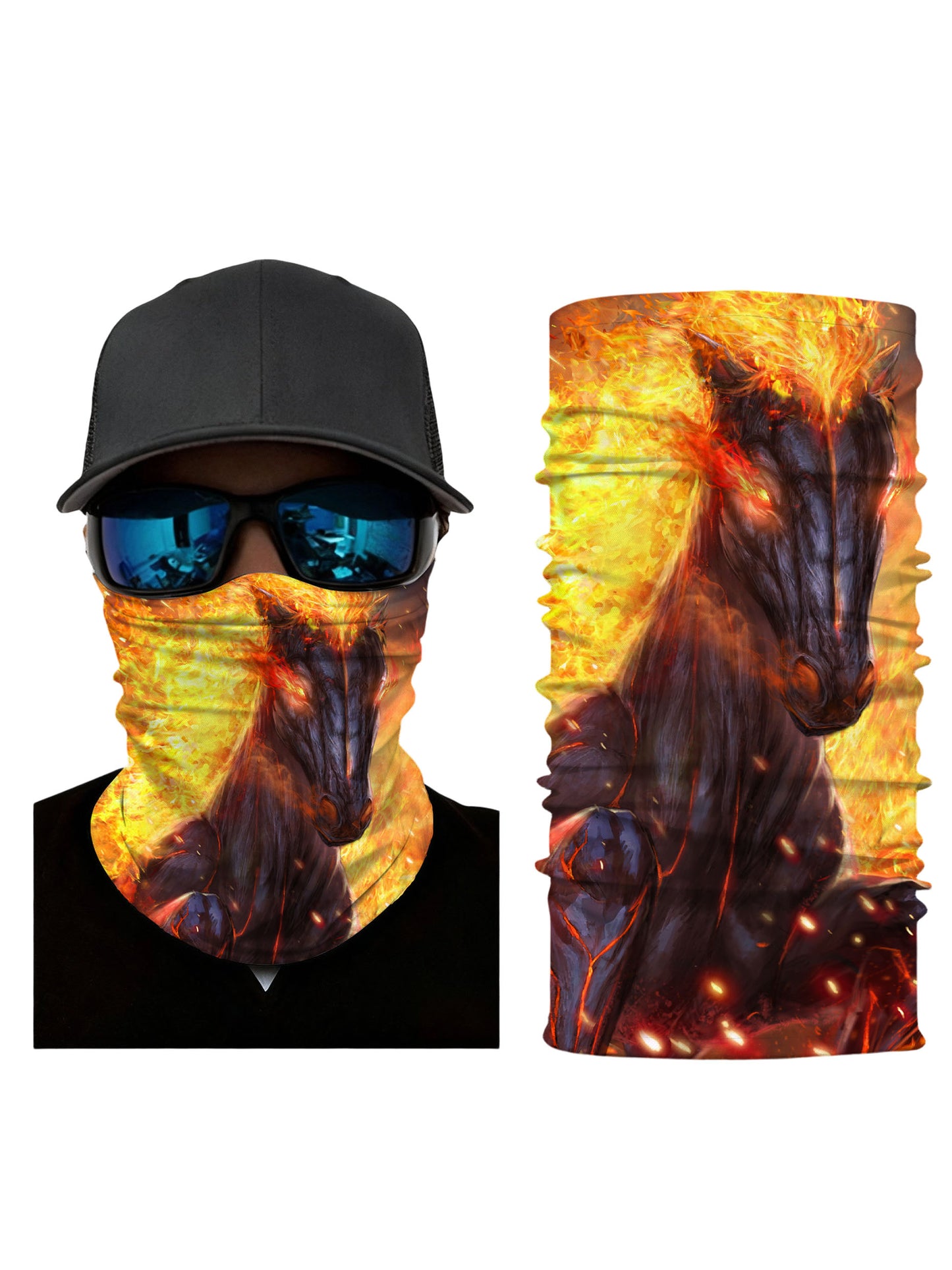 Unisex Fiery Horse Design – Breathable Windproof Face Gaiter