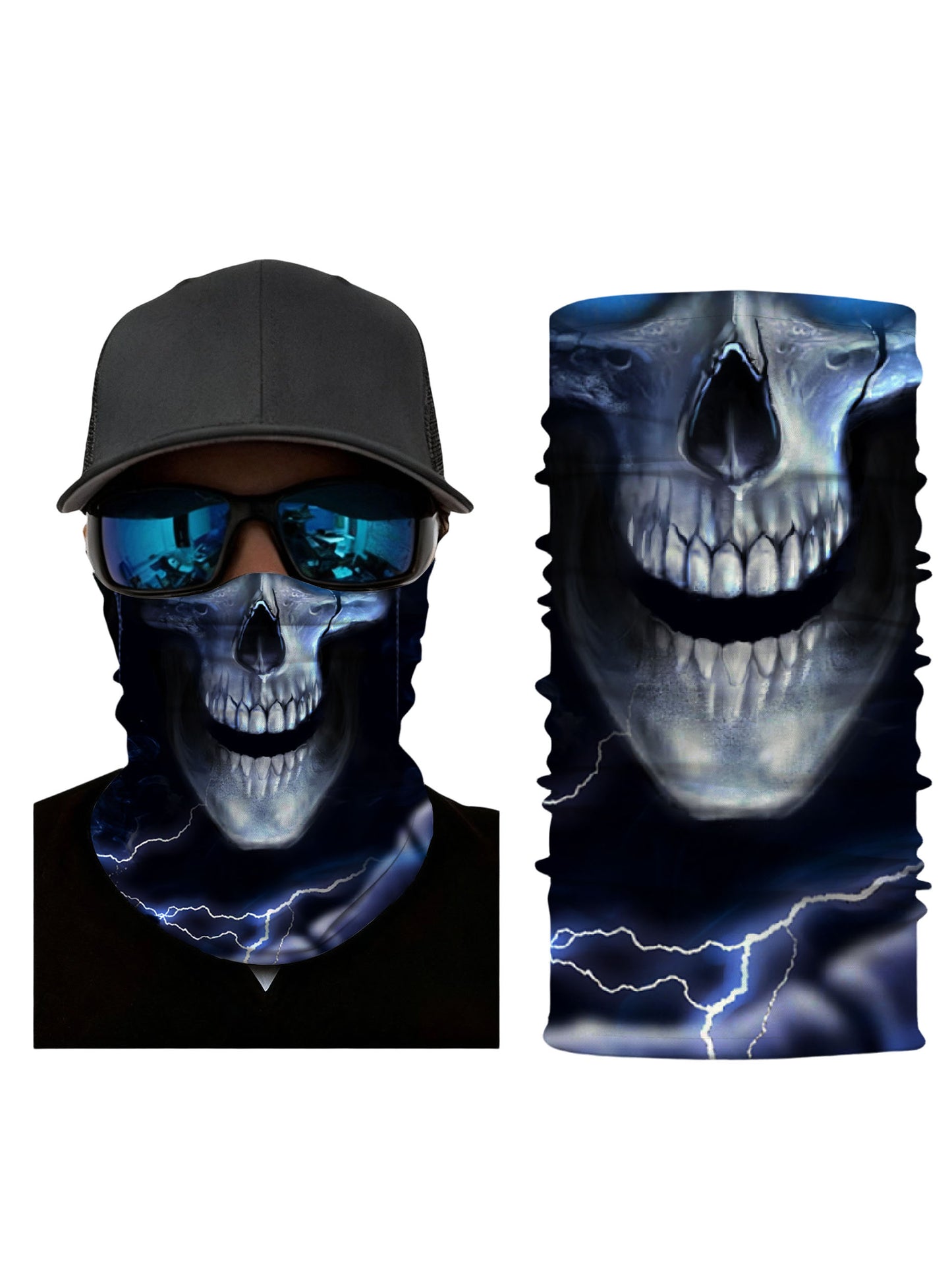 Tube Face Mask with 3D all over print graffiti skull design, Streetwear style unisex neck gaiter, breathable fabric and windproof for outdoor use