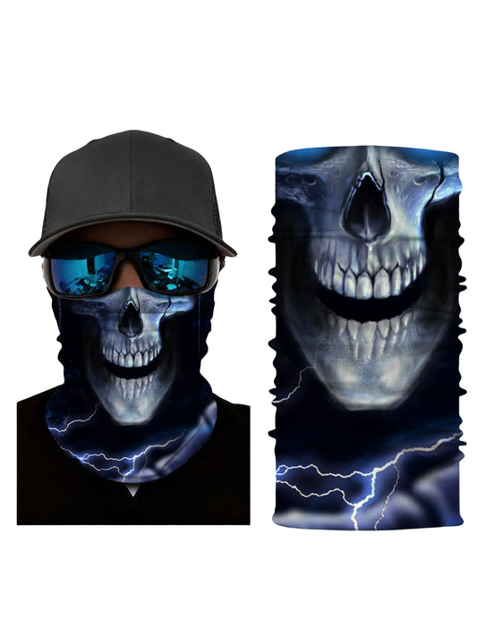 Tube Face Mask with 3D all over print graffiti skull design, Streetwear style unisex neck gaiter, breathable fabric and windproof for outdoor use