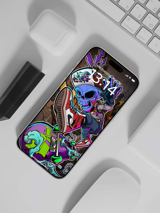 Kickflip Skull Phone Wallpaper