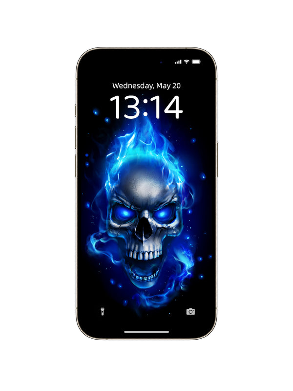 Blue Flame Skull Roar Phone Wallpaper