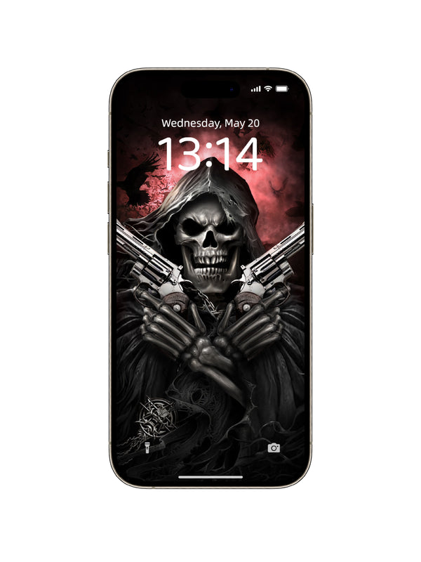 Crossed Guns Grim Reaper Phone Wallpaper