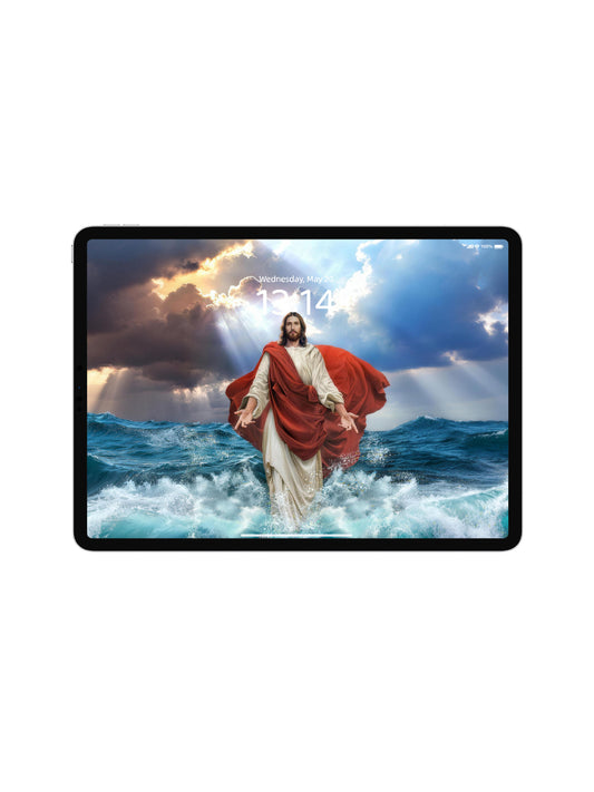 Jesus Walking On Sea With Red Cloak Digital Wallpaper