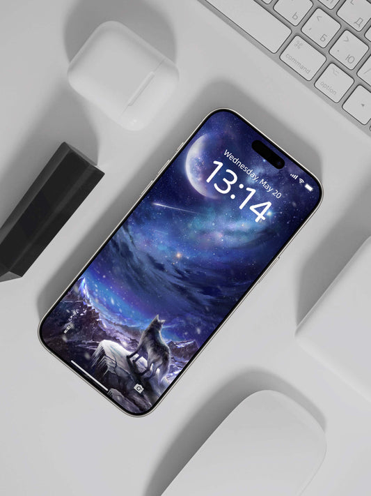 Lone Wolf Moonlit Peak Phone Wallpaper