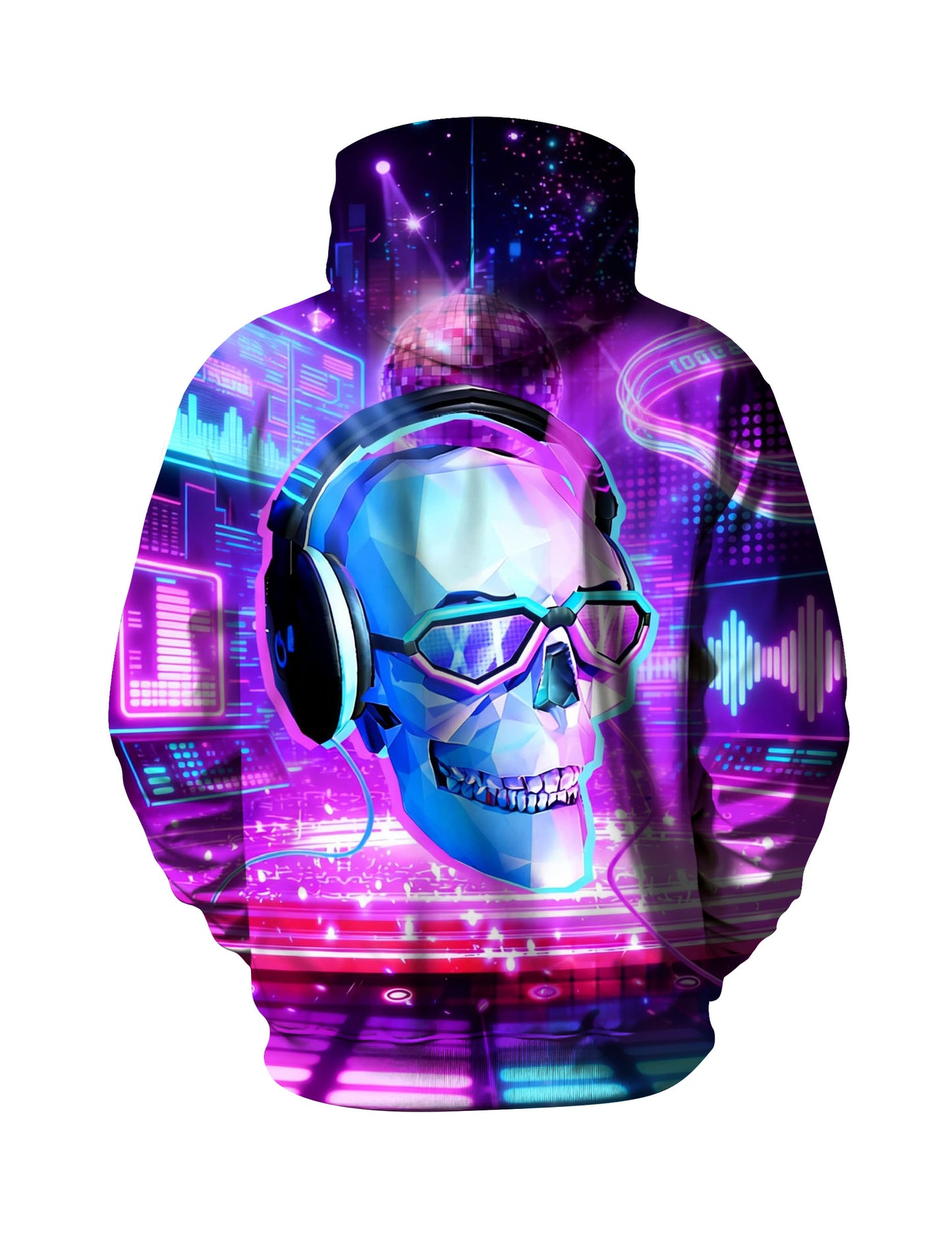 Neon Skull 3D All Over Print Hoodie Unisex Streetwear Cotton Blend Soft Fit