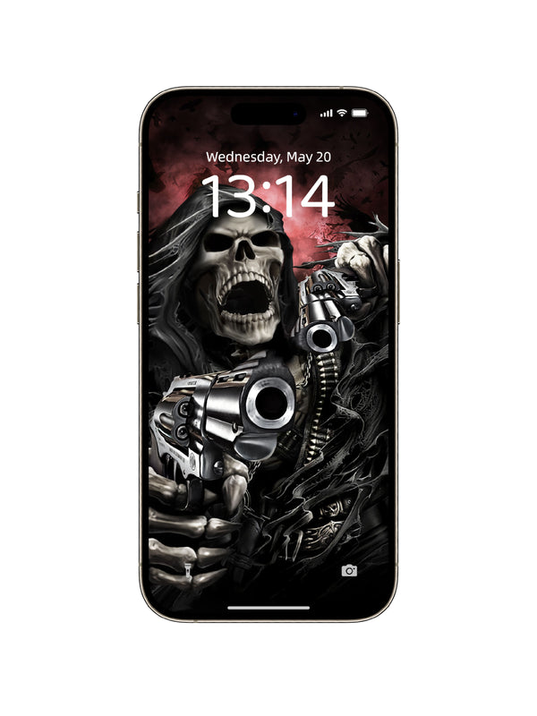 Screaming Gunslinger Grim Reaper Phone Wallpaper