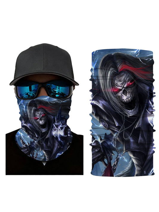 Tube Face Mask with 3D all over print graffiti skull design, edgy streetwear style, unisex breathable fabric, windproof and durable for outdoor use