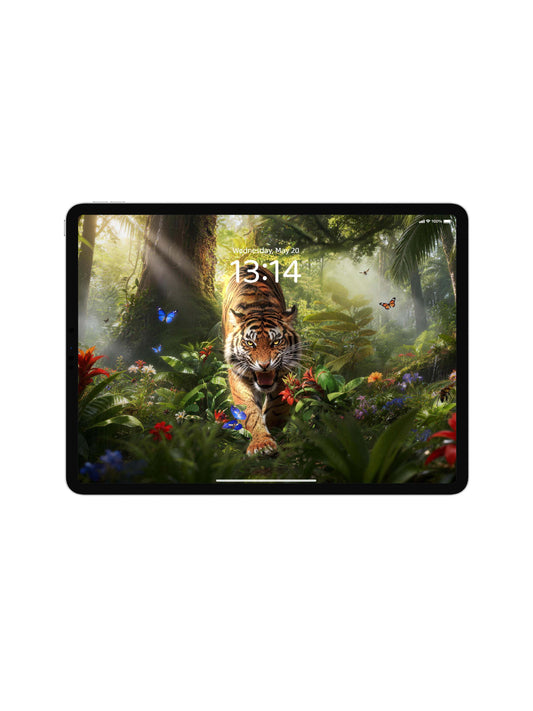 Rainforest Pouncing Tiger Digital Wallpaper