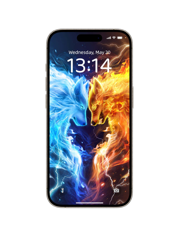 Inferno & Frost Wolf Clash Phone Wallpaper