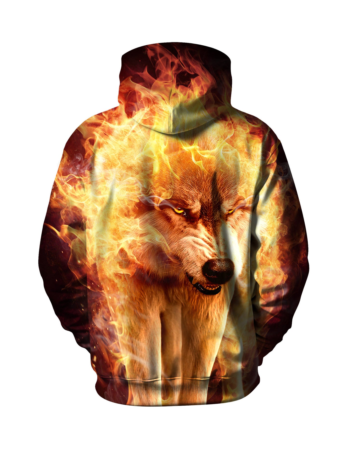 Flaming Wolf 3D All Over Print Hoodie Unisex Streetwear Cotton Blend Soft Comfortable