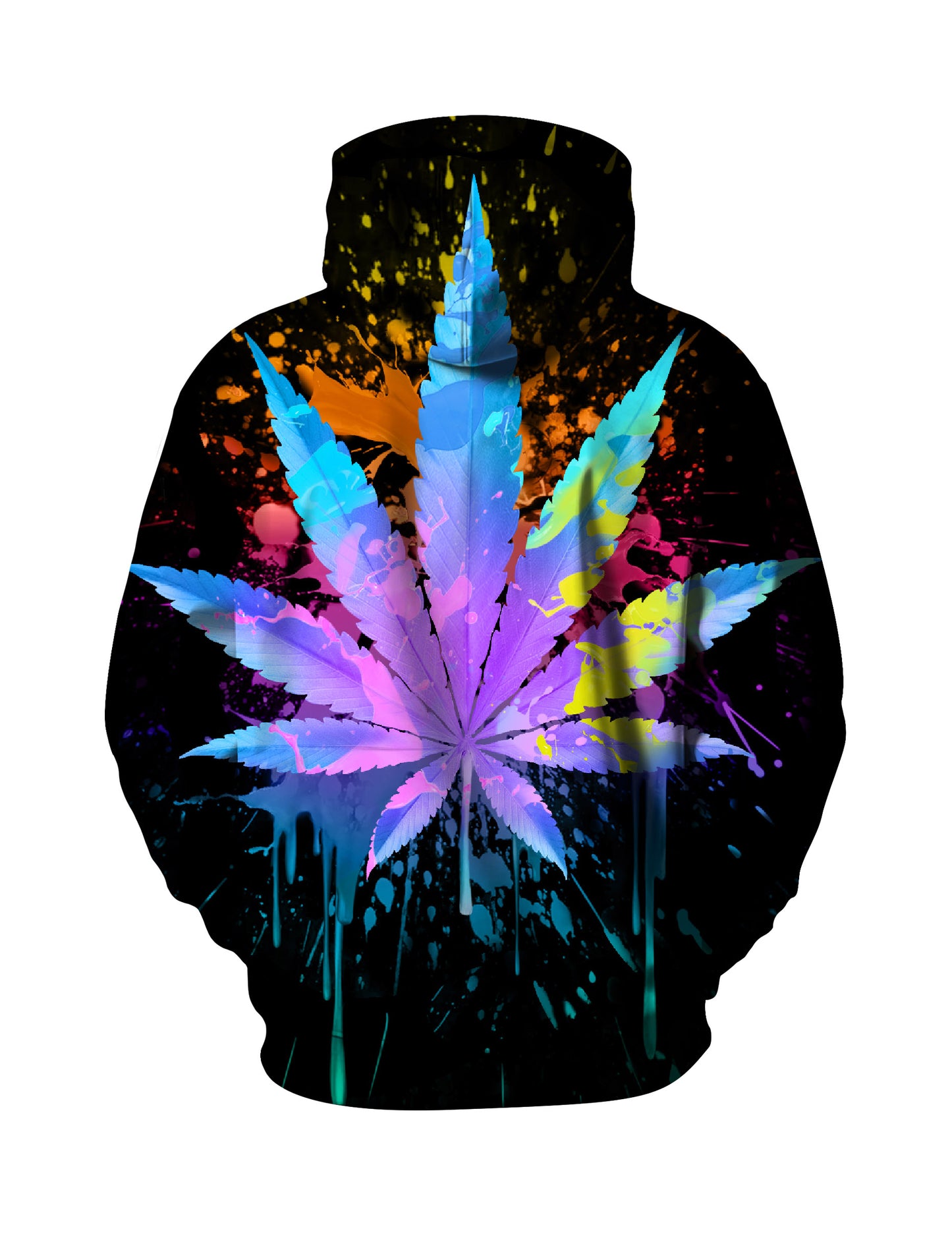 Splatter Paint Gradient Cannabis Leaf 3D Unisex Edgy Streetwear Hoodie