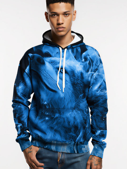 Wild Blue Smoke Wolf Hoodie – Unisex Outdoor Adventure Essential