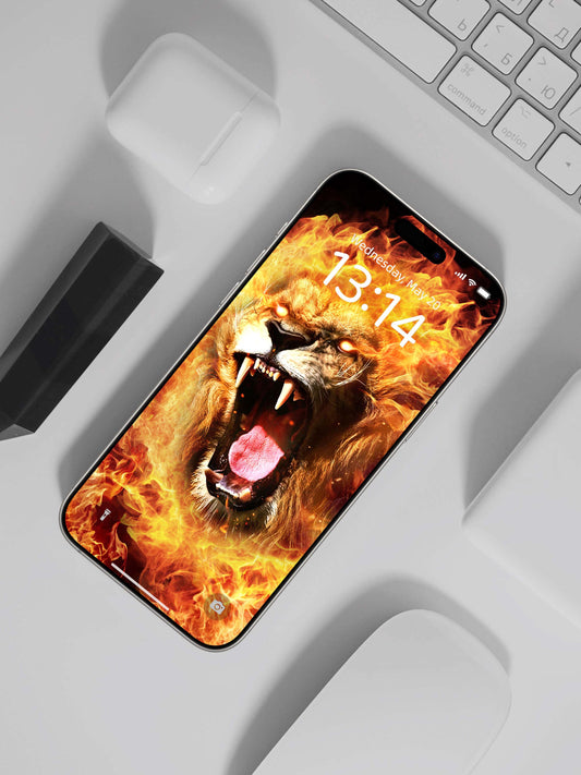 Flame Lion Roar Phone Wallpaper