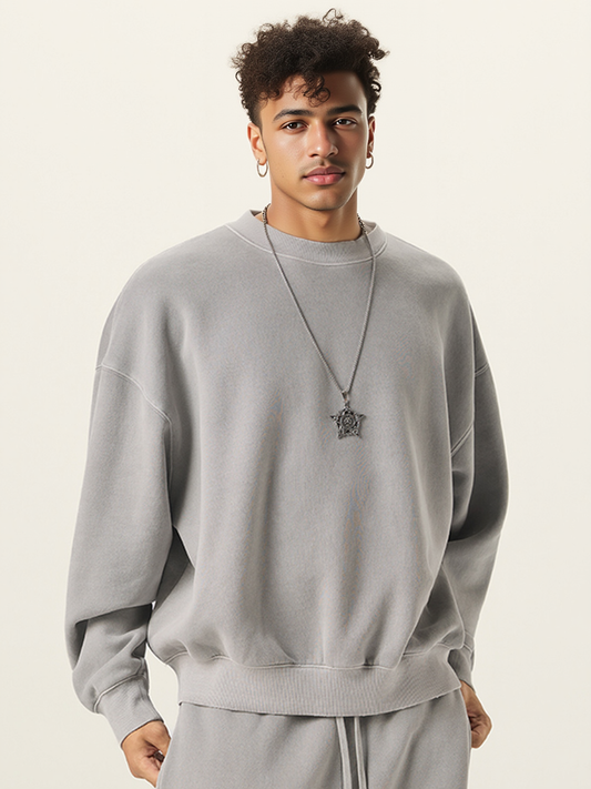 Stone-Washed Heavyweight Fleece Oversized Sweatshirt