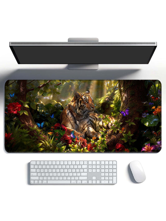 Tiger Resting In Tropical Rainforest Extended Desk Mat
