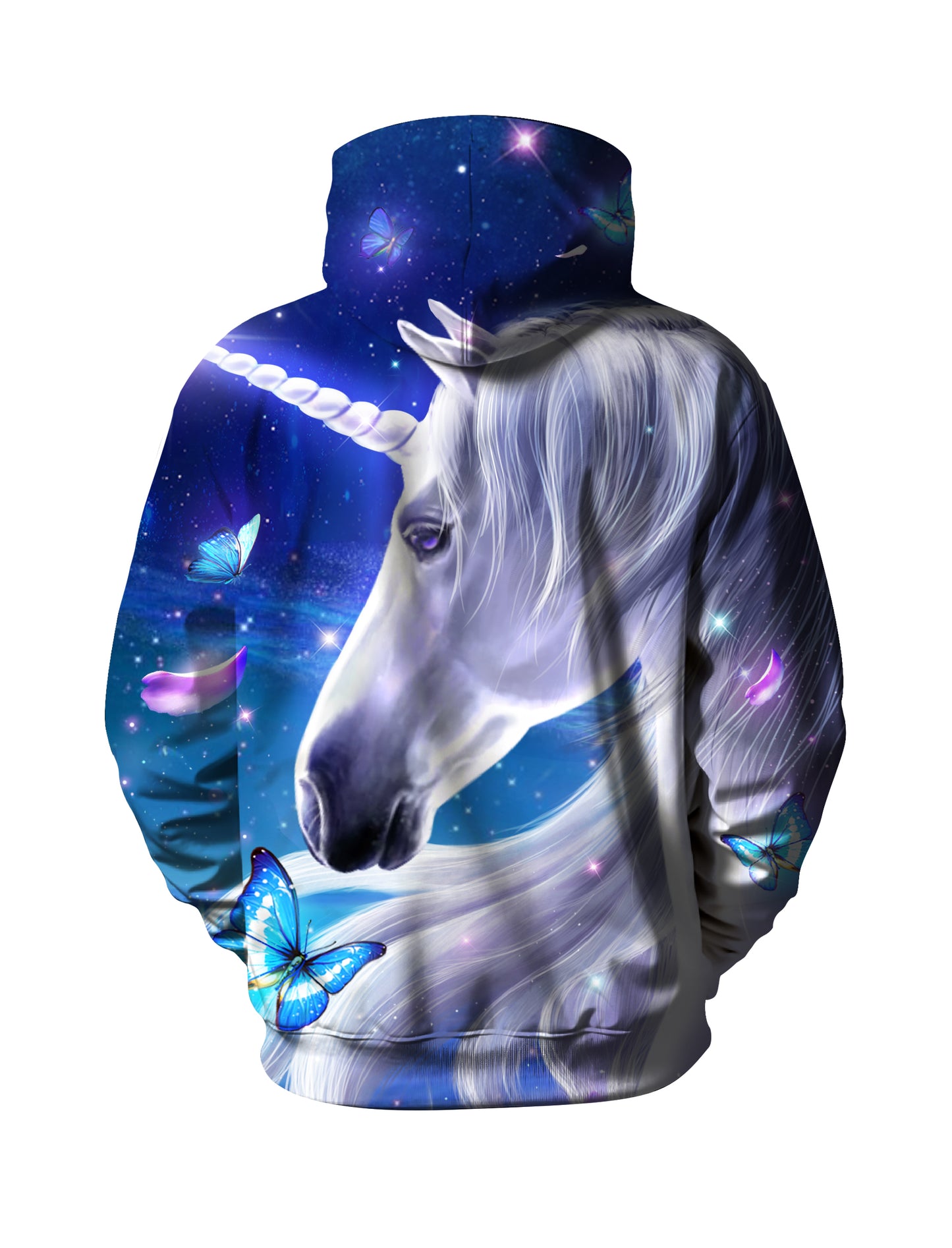 Unicorn 3D All Over Print Hoodie for Men Women, Galaxy Butterflies Fantasy Hooded Sweatshirt